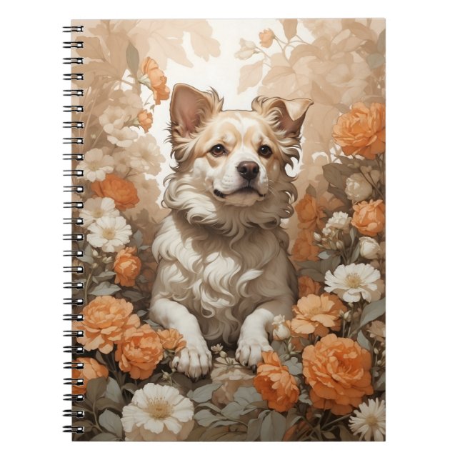 Caderno Espiral cute dog in flowers (Frente)