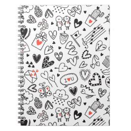 Caderno Espiral Cute Doodle Love Notebook Journal