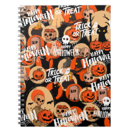 Caderno Espiral Cute e Assustador Halloween Vibrações Assustadoras