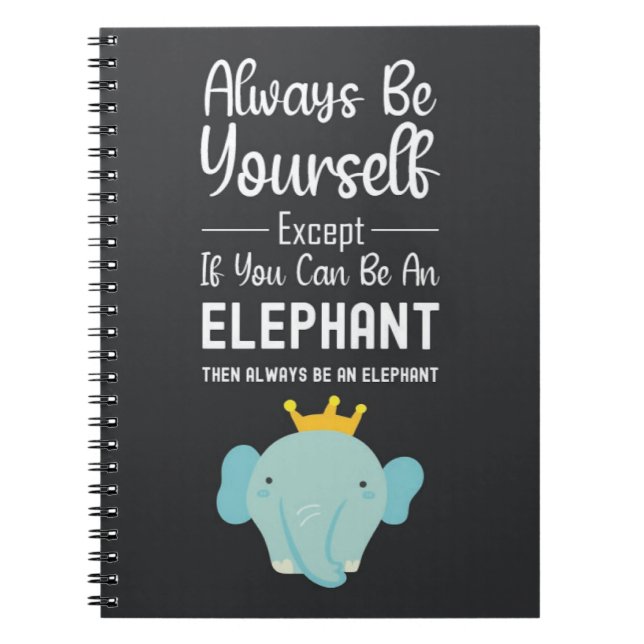 Caderno Espiral Cute Elephant Lover Gifts Fun Funny Animals (Frente)