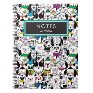 Caderno Espiral Cute Engraçado, Criações Personalizadas De Cachorr