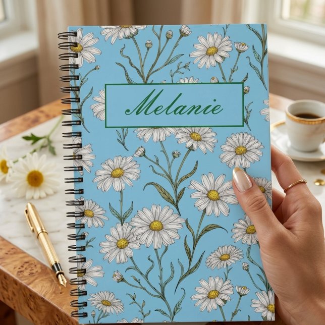 Caderno Espiral Cute Floral Spring Daisy Personalized (Criador carregado)
