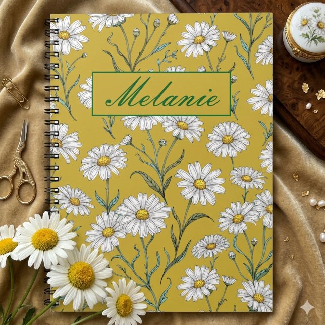 Caderno Espiral Cute Floral Spring Daisy Personalized Notebook (Criador carregado)