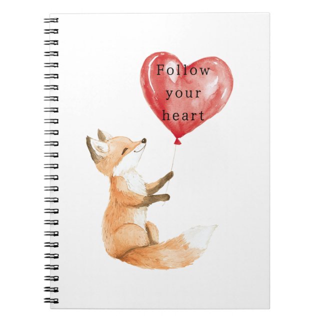 Caderno Espiral Cute Fox Heart Balloon (Frente)