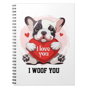Caderno Espiral Cute French Bulldog I Woof You