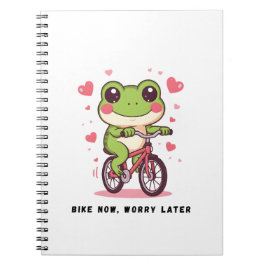 Caderno Espiral Cute Frog Riding Bicycle | Funny Frog Lover Gift
