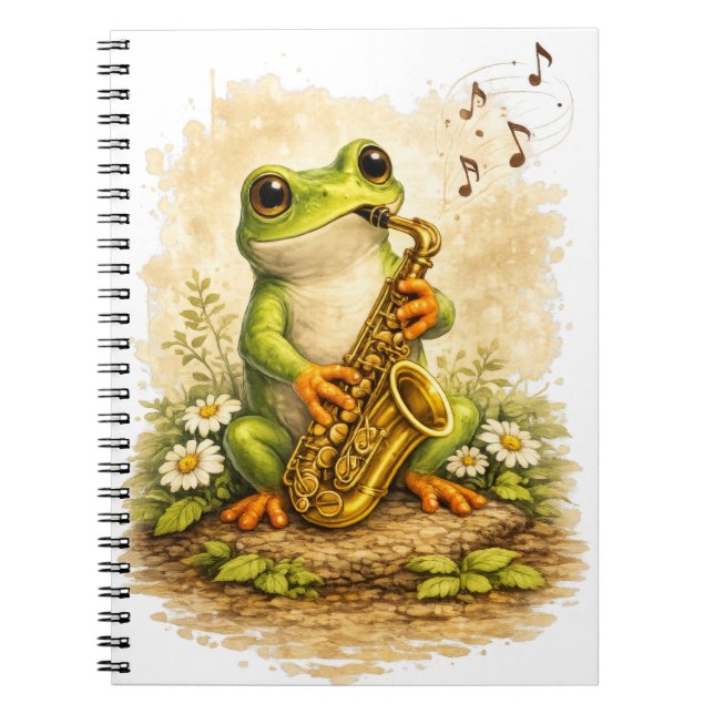 Caderno Espiral Cute Frog Saxophone Spiral Notebook (Frente)