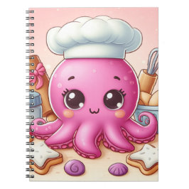Caderno Espiral Cute fun baking octopus notebook
