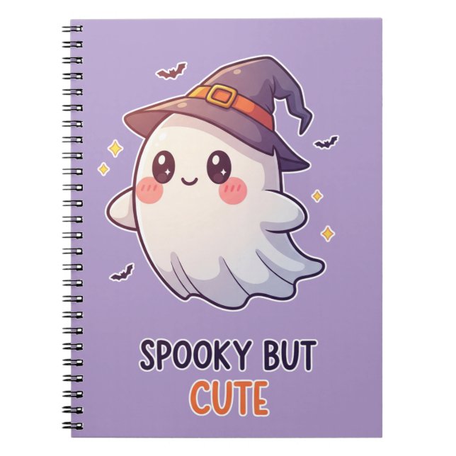 Caderno Espiral Cute Ghost Witch Halloween Spooky Cute (Frente)
