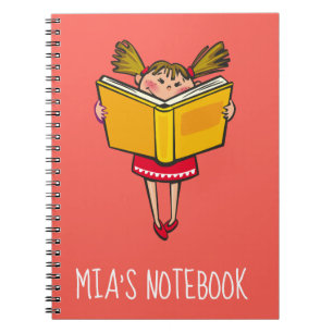 Caderno Espiral Cute girl reading a book geek girl