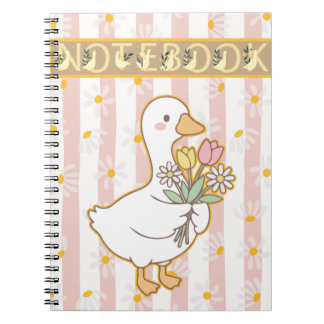 Caderno Espiral Cute Goose Floral Pink Spiral Notebook