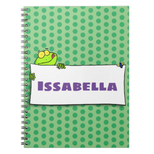 Caderno Espiral Cute green frog sign cartoon illustration