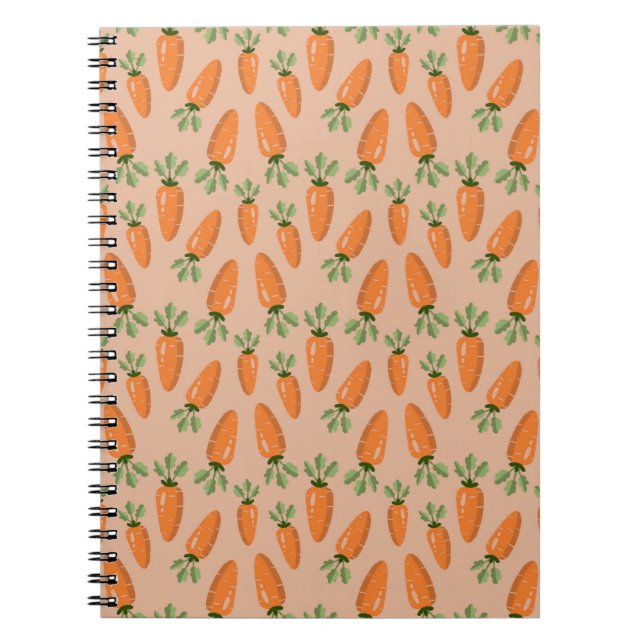 Caderno Espiral Cute Hand-drawn Carrots Seamless Pattern (Frente)