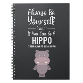 Caderno Espiral Cute Hippo Gifts Hippopotamus Funny Animals Humor