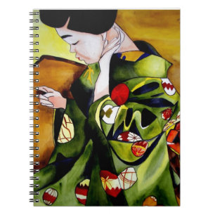 Caderno Espiral Cute Japanese Geisha original watercolor art