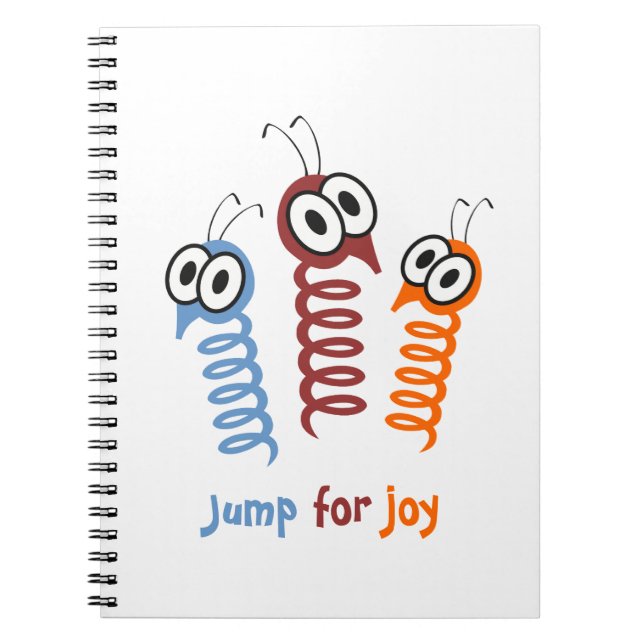Caderno Espiral Cute Jump para alegria citação engraçada (Frente)