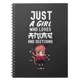 Caderno Espiral Cute Just A Girl Who Loves Anime Sketching Otaku