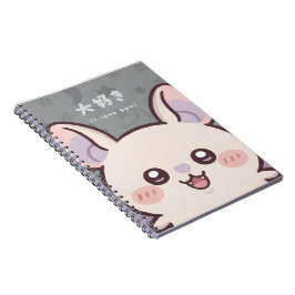 Caderno Espiral Cute Kawaii Bat Notebook - "Daisuki" (I Love You) 