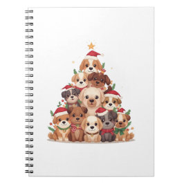 Caderno Espiral Cute Kawaii Dog Christmas Tree – Funny Holiday Pet