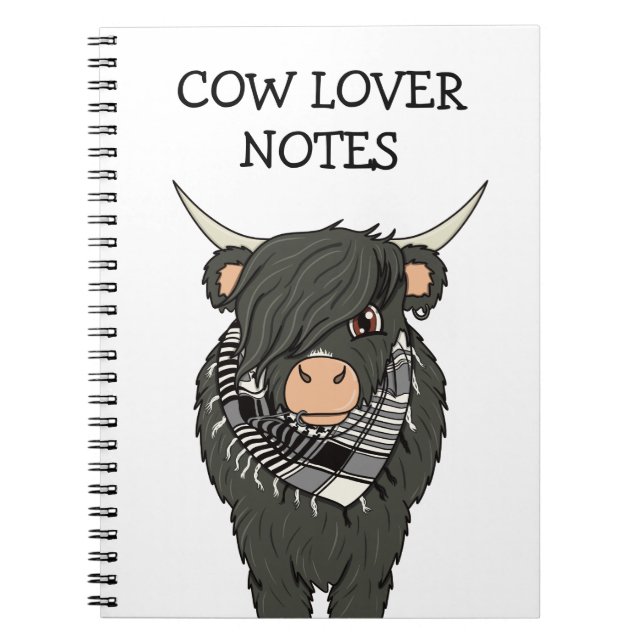 Caderno Espiral Cute Kawaii Emo Cow Notebook (Frente)