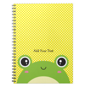Caderno Espiral Cute Kawaii Peek-a-Boo Frog Personalized