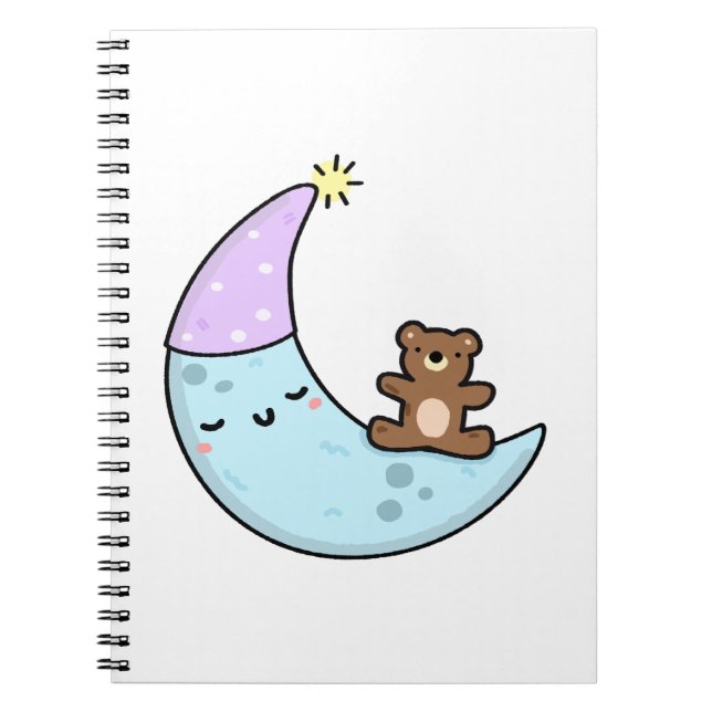 Caderno Espiral Cute Kawaii Sleepy Moon (Frente)