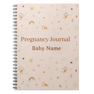 Caderno Espiral Cute Kids Doodle Nome do Bebê Presente de Gravidez