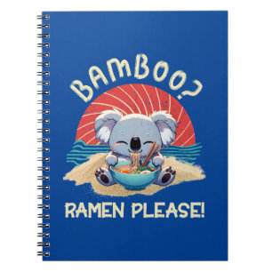 Caderno Espiral Cute Koala comendo Ramen Vintage Sunshine