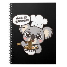 Caderno Espiral Cute Koala curtindo Ramen
