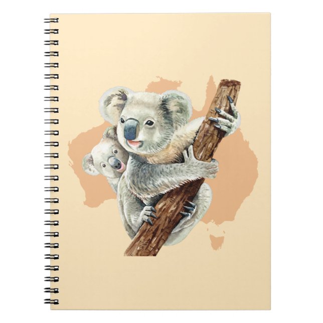 Caderno Espiral Cute Koala Mãe e Bebê (Frente)