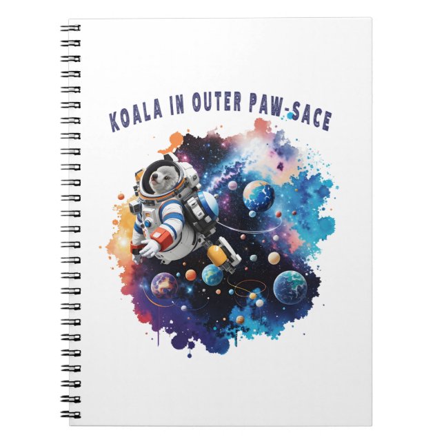 Caderno Espiral Cute Koala no Outer Paw-sace, Astronauta de Koala (Frente)