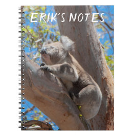 Caderno Espiral Cute Koala Subindo uma Árvore Personalizada