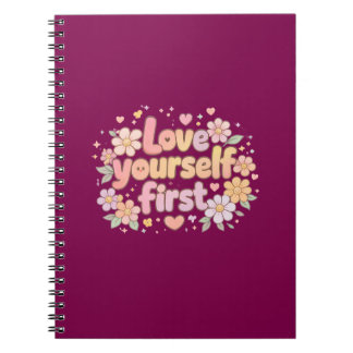 Caderno Espiral Cute Love Yourself Floral Quote Design | Gift Bag