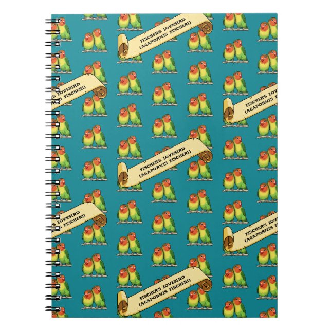 Caderno Espiral Cute Lovebirds Fischer's Lovebird Latin Retro Art (Frente)