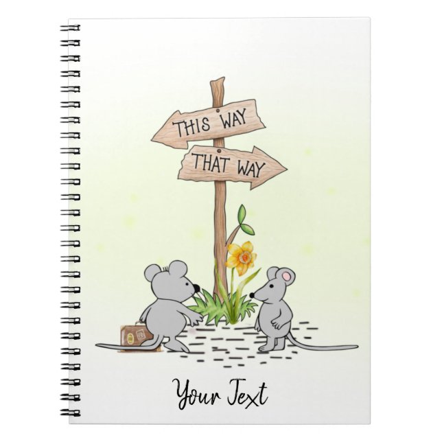 Caderno Espiral Cute Mice Aquarela Amarelo Personalizado   (Frente)