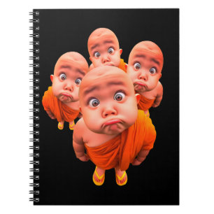 Caderno Espiral Cute monge jovem Minimalista Robe Laranja 