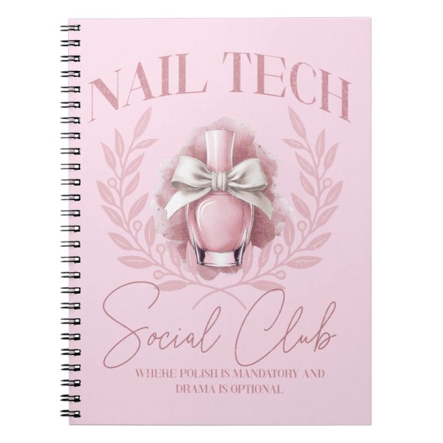 Caderno Espiral Cute Nail Tech Coquette Nail Clube Social Polonês (Frente)