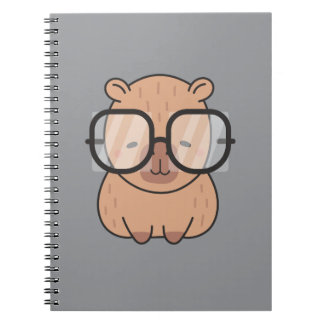 Caderno Espiral Cute Nerd Capybara with Glasses Kawaii Aesthetic