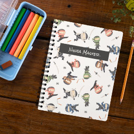 Caderno Espiral Cute Ninja Warrior - Kids Nome Personalizado