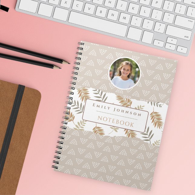 Caderno Espiral Cute nome de criança personalizado e padrões abstr (Criador carregado)