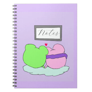 Caderno Espiral Cute notas de rã roxa