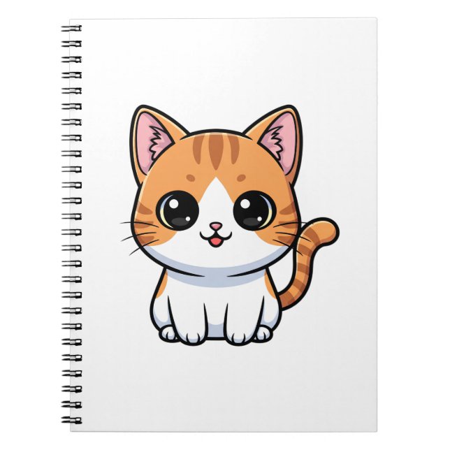 Caderno Espiral Cute Orange Tabby Kitten Character (Frente)