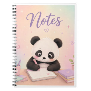 Caderno Espiral Cute Panda Notes – Bloco de Notas de Estudo Pastel