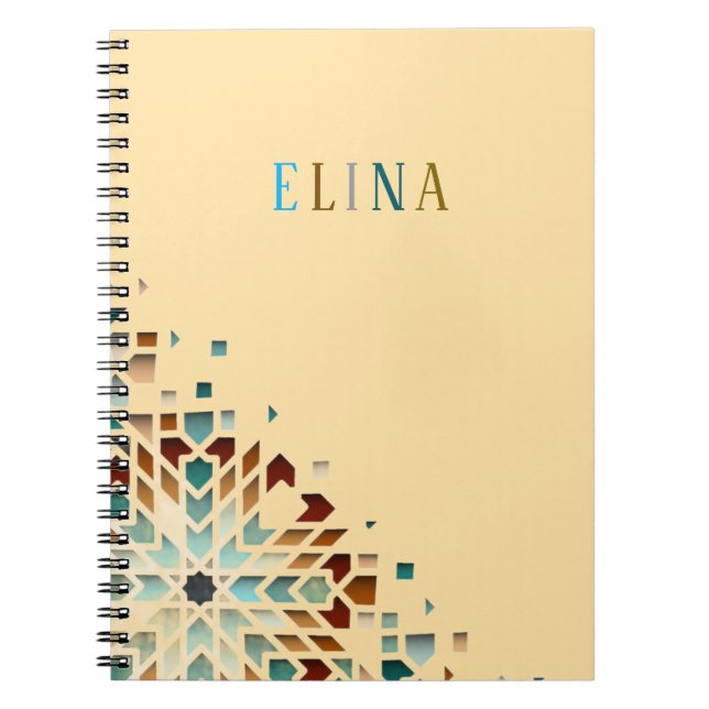 Caderno Espiral Cute Pastel Geometric Shapes Personalized Name (Frente)