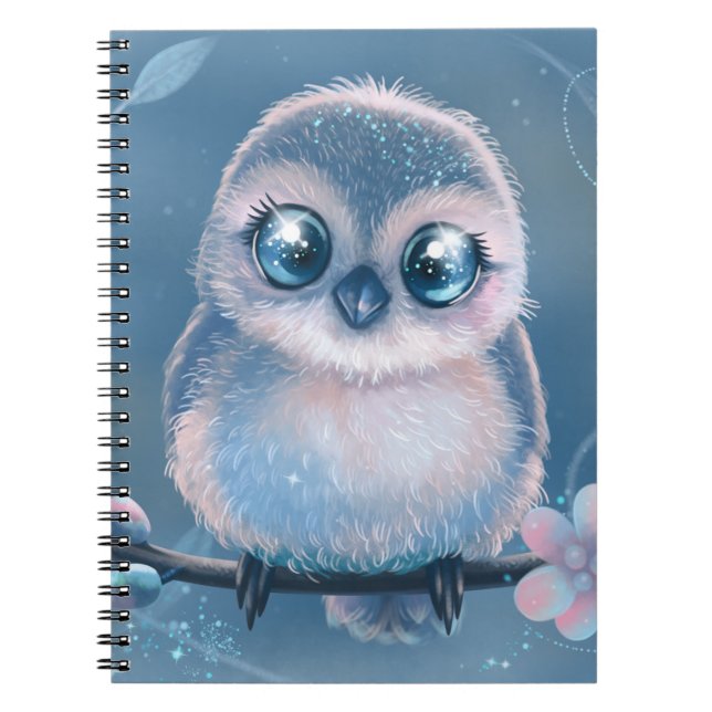 Caderno Espiral Cute Pastel Owl Art Notebook (Frente)