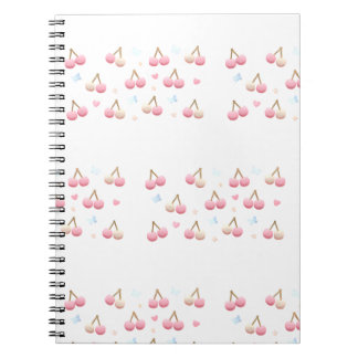 Caderno Espiral Cute Pastel Pink Cherry Pattern Notebook