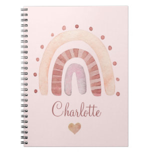 Caderno Espiral Cute Personalized Watercolor Kid's 