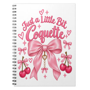 Caderno Espiral Cute Pink Coquette Laço Cereja Estética Feminina 