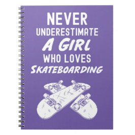 Caderno Espiral Cute Pink Skateboarder Gifts For Girls Skater