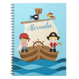 Caderno Espiral Cute Pirate Boys E Um Grande Nome Personalizado De
